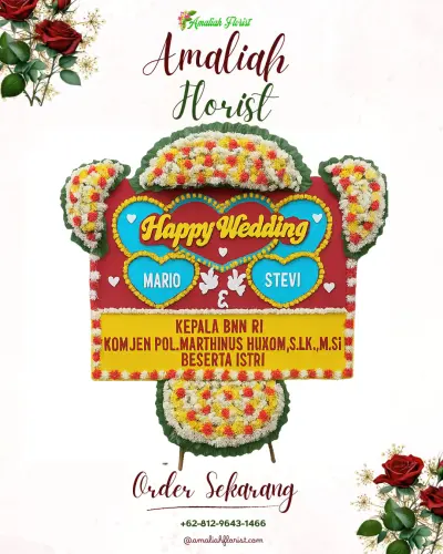 Karangan Papan Bunga Pernikahan di Banyu Asih